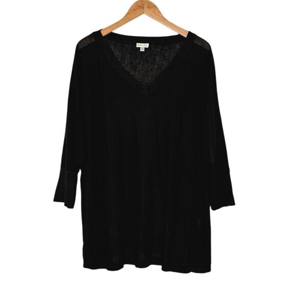 Garnet Hill black linen tunic sweater size XL - Picture 1 of 5